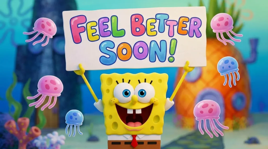 Cute SpongeBob Wishing You Well Messages