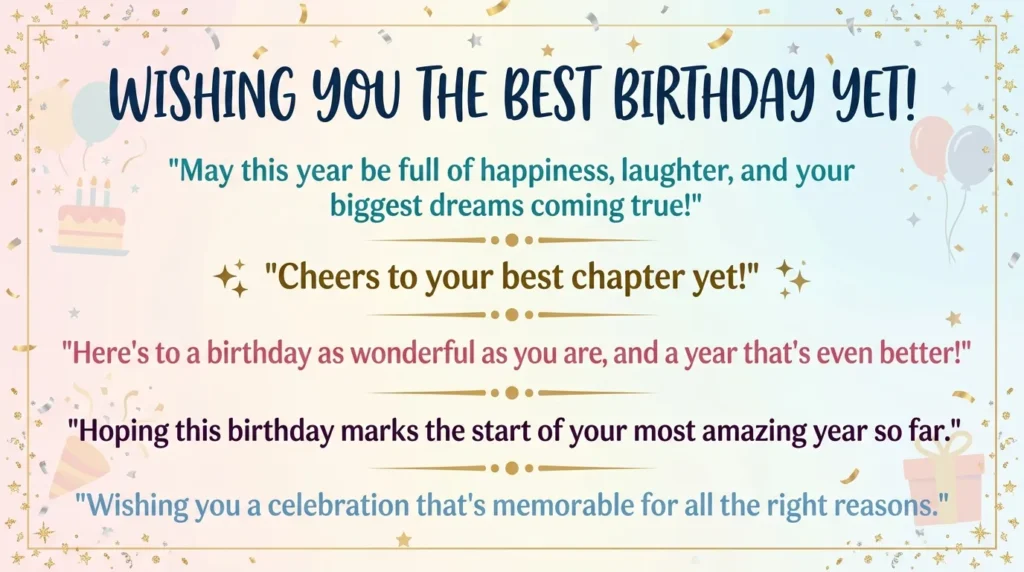Short Wishing You the Best Birthday Yet Quotes